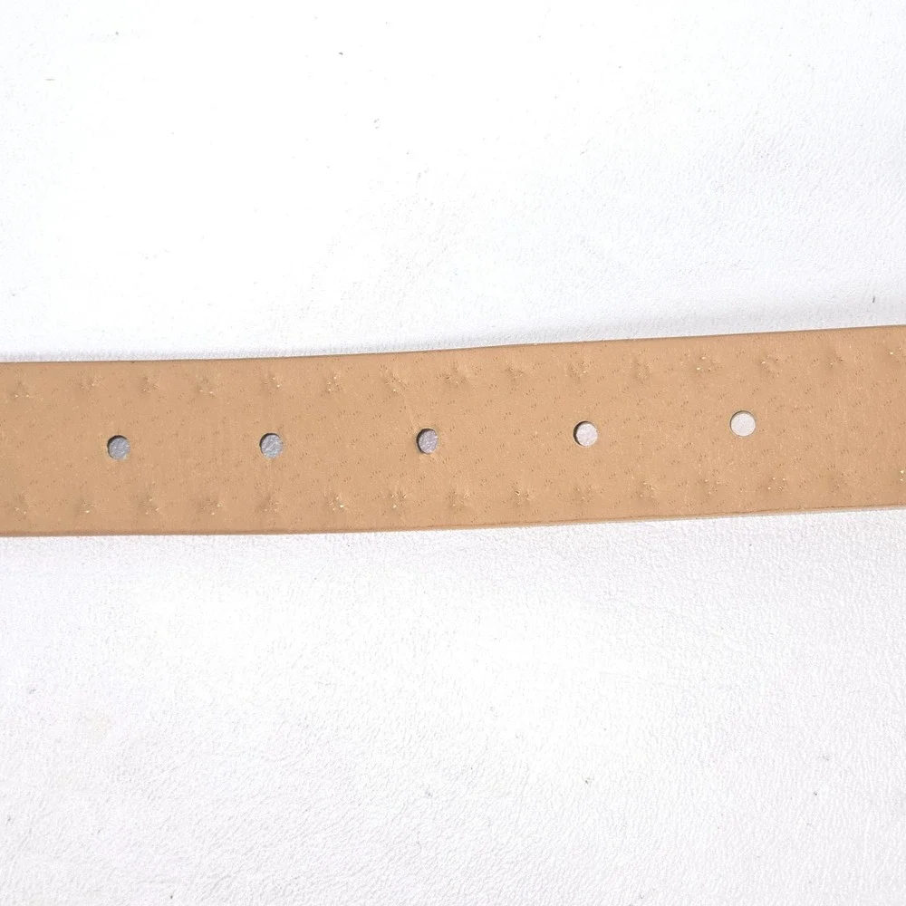 Western Belt‎ Silver Floral Buckle Women's 36" Tan Studded Leather Cowgirl Style - Picture 7 of 8